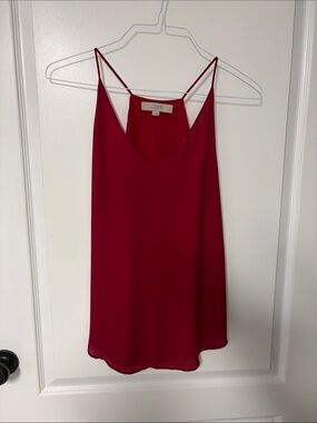 LOFT Silk-Feel V-Neck Spaghetti Strap Cami in Rich Red